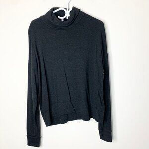 Aritzia Wilfred Mock Neck Sweater Top Heathered Long Sleeve Gray Black Size XS